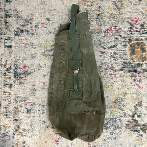 Vintage US Military Canvas Duffel Sea Bag Olive Drab Army Green USGI Gear